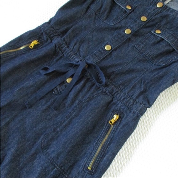 DKNY JEAN DENIM DRESS Dark Blue Women’s M drawstring 💖 - Picture 5 of 12